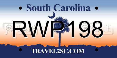 RWP198 South Carolina License Plate