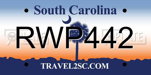 RWP442 South Carolina License Plate