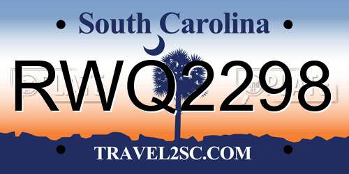 RWQ2298 South Carolina License Plate