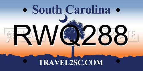 RWQ288 South Carolina License Plate