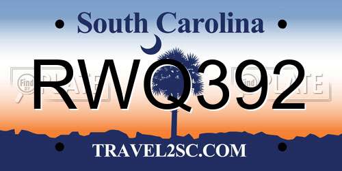 RWQ392 South Carolina License Plate