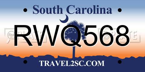 RWQ568 South Carolina License Plate