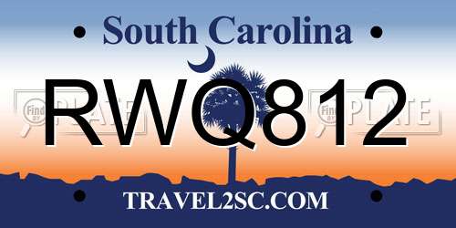 RWQ812 South Carolina License Plate
