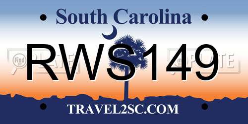 RWS149 South Carolina License Plate