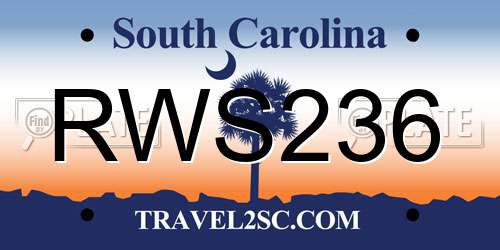 RWS236 South Carolina License Plate