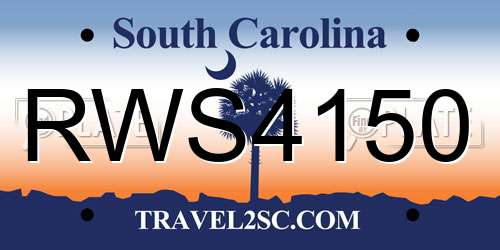 RWS4150 South Carolina License Plate