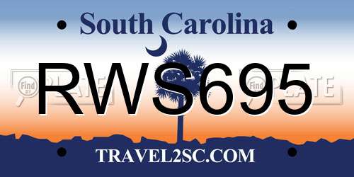 RWS695 South Carolina License Plate