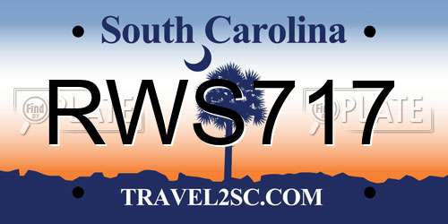 RWS717 South Carolina License Plate