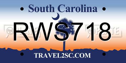 RWS718 South Carolina License Plate