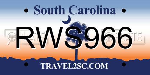 RWS966 South Carolina License Plate