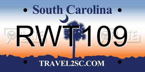 RWT109 South Carolina License Plate