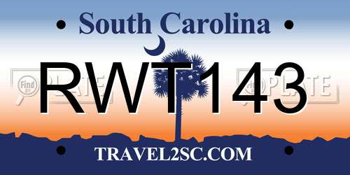 RWT143 South Carolina License Plate