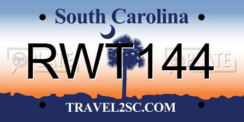 RWT144 South Carolina License Plate