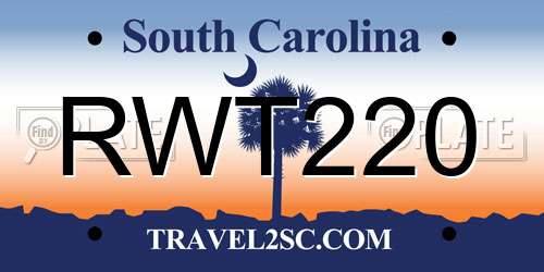 RWT220 South Carolina License Plate