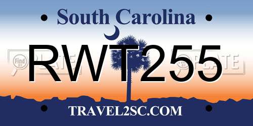 RWT255 South Carolina License Plate