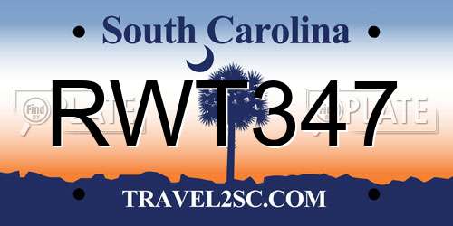 RWT347 South Carolina License Plate