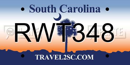 RWT348 South Carolina License Plate