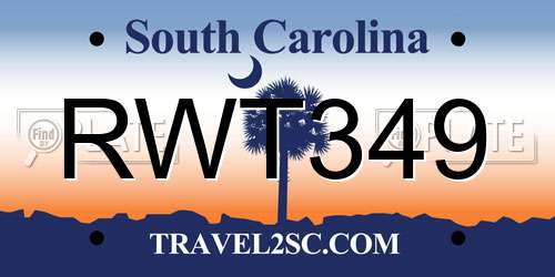 RWT349 South Carolina License Plate