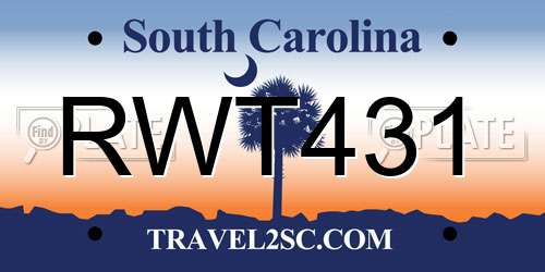 RWT431 South Carolina License Plate