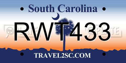 RWT433 South Carolina License Plate