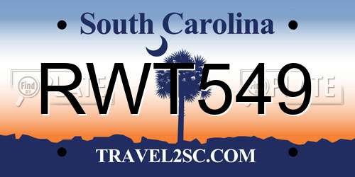 RWT549 South Carolina License Plate