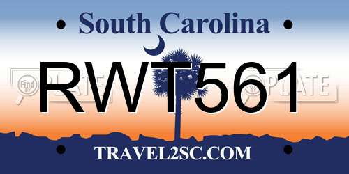 RWT561 South Carolina License Plate