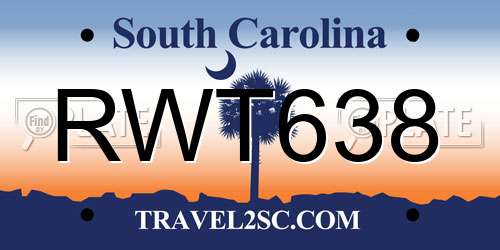 RWT638 South Carolina License Plate