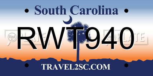 RWT940 South Carolina License Plate