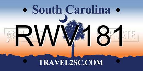 RWV181 South Carolina License Plate