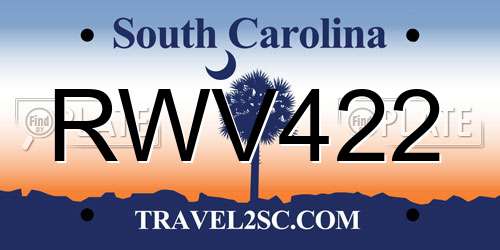 RWV422 South Carolina License Plate