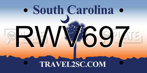 RWV697 South Carolina License Plate