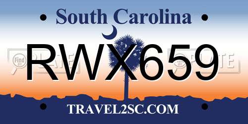 RWX659 South Carolina License Plate