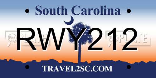 RWY212 South Carolina License Plate