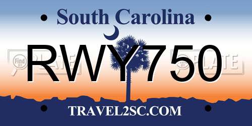 RWY750 South Carolina License Plate