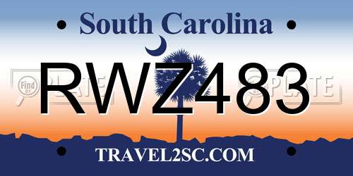 RWZ483 South Carolina License Plate
