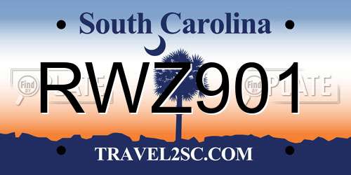 RWZ901 South Carolina License Plate
