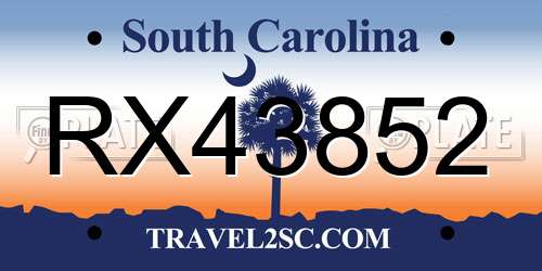 RX43852 South Carolina License Plate