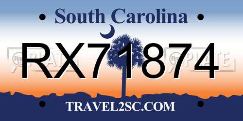 RX71874 South Carolina License Plate