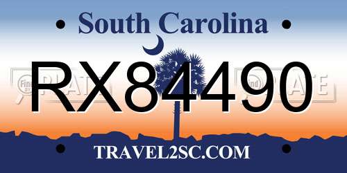 RX84490 South Carolina License Plate