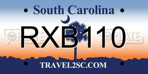 RXB110 South Carolina License Plate