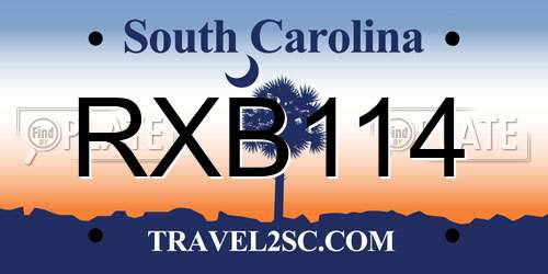 RXB114 South Carolina License Plate