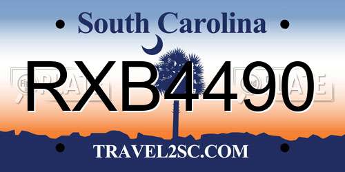RXB4490 South Carolina License Plate