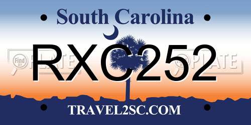 RXC252 South Carolina License Plate