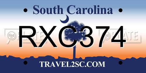 RXC374 South Carolina License Plate