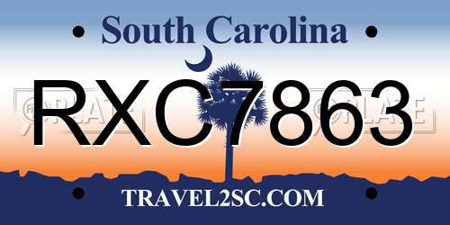 RXC7863 South Carolina License Plate