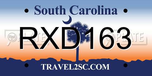 RXD163 South Carolina License Plate