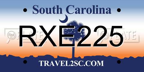 RXE225 South Carolina License Plate