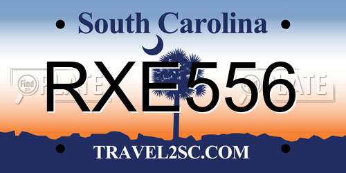 RXE556 South Carolina License Plate