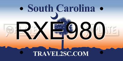 RXE980 South Carolina License Plate