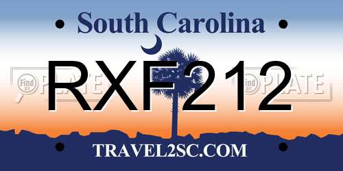 RXF212 South Carolina License Plate
